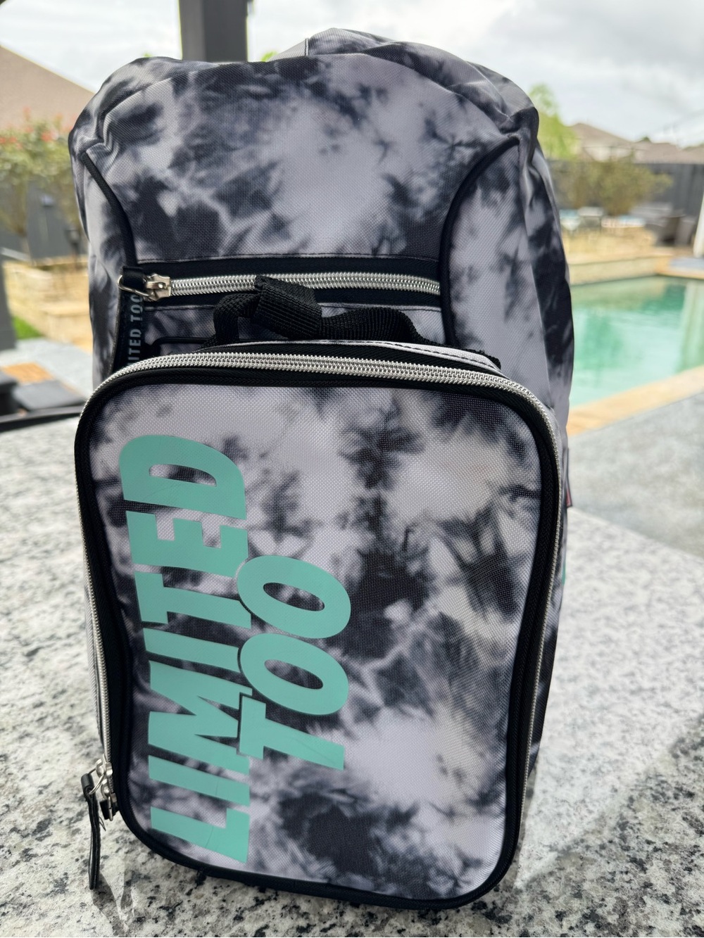 Limited Too Black & White Tie-Dye back pack w lunch Bag with Mint Logo